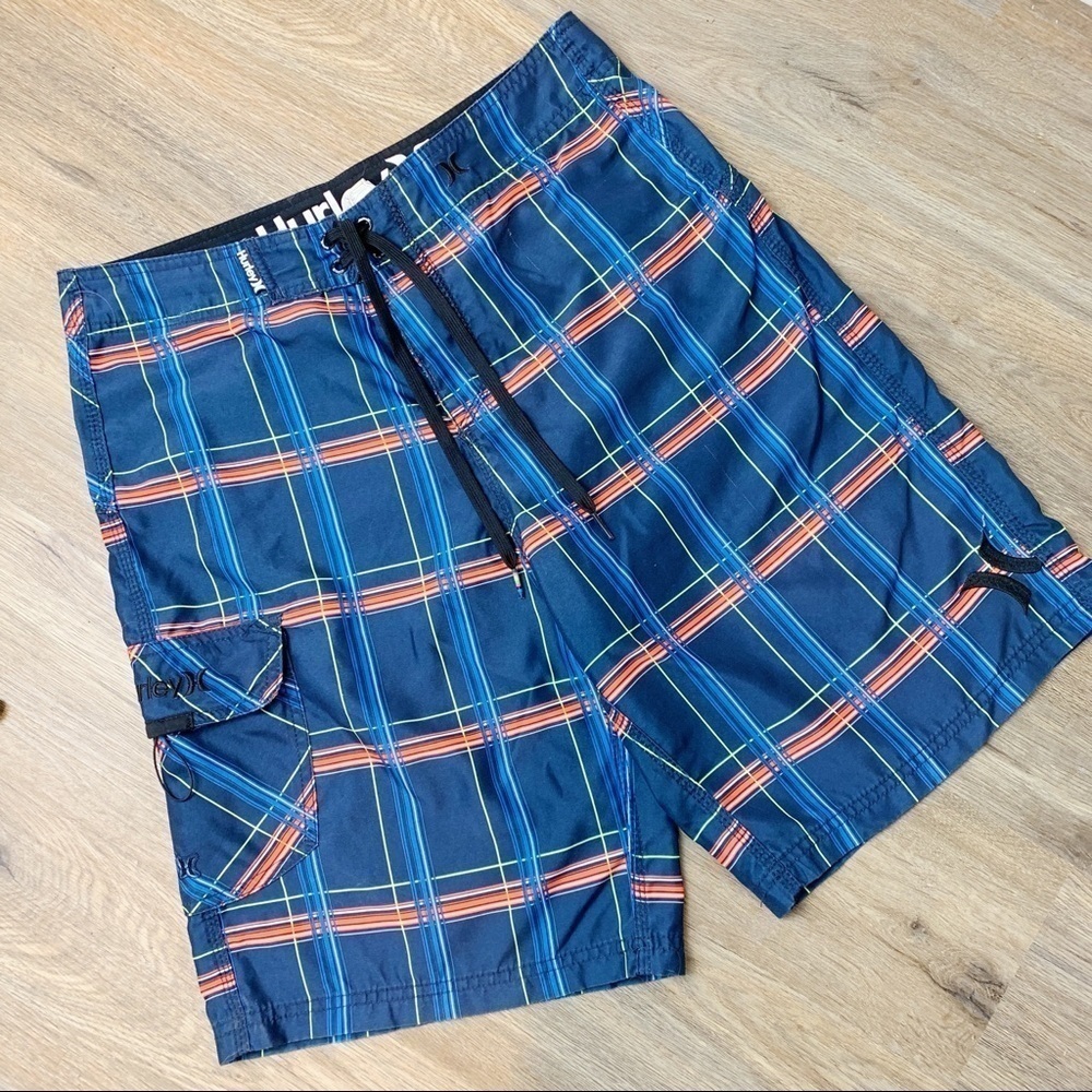 Hurley Blue Plaid Swim Shorts